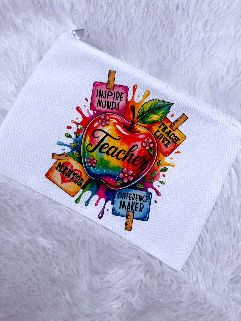 Rainbow Apple Teacher Bags